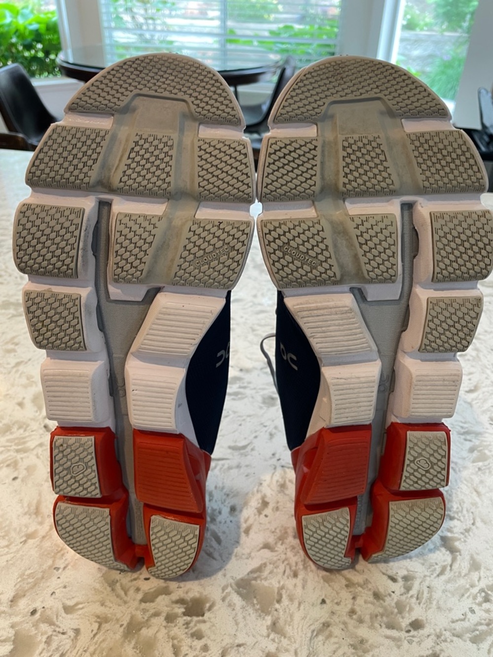 On Running Men’s Cloudflyer Shoes - Navy/Gray/Red-orange - Picture 7 of 9